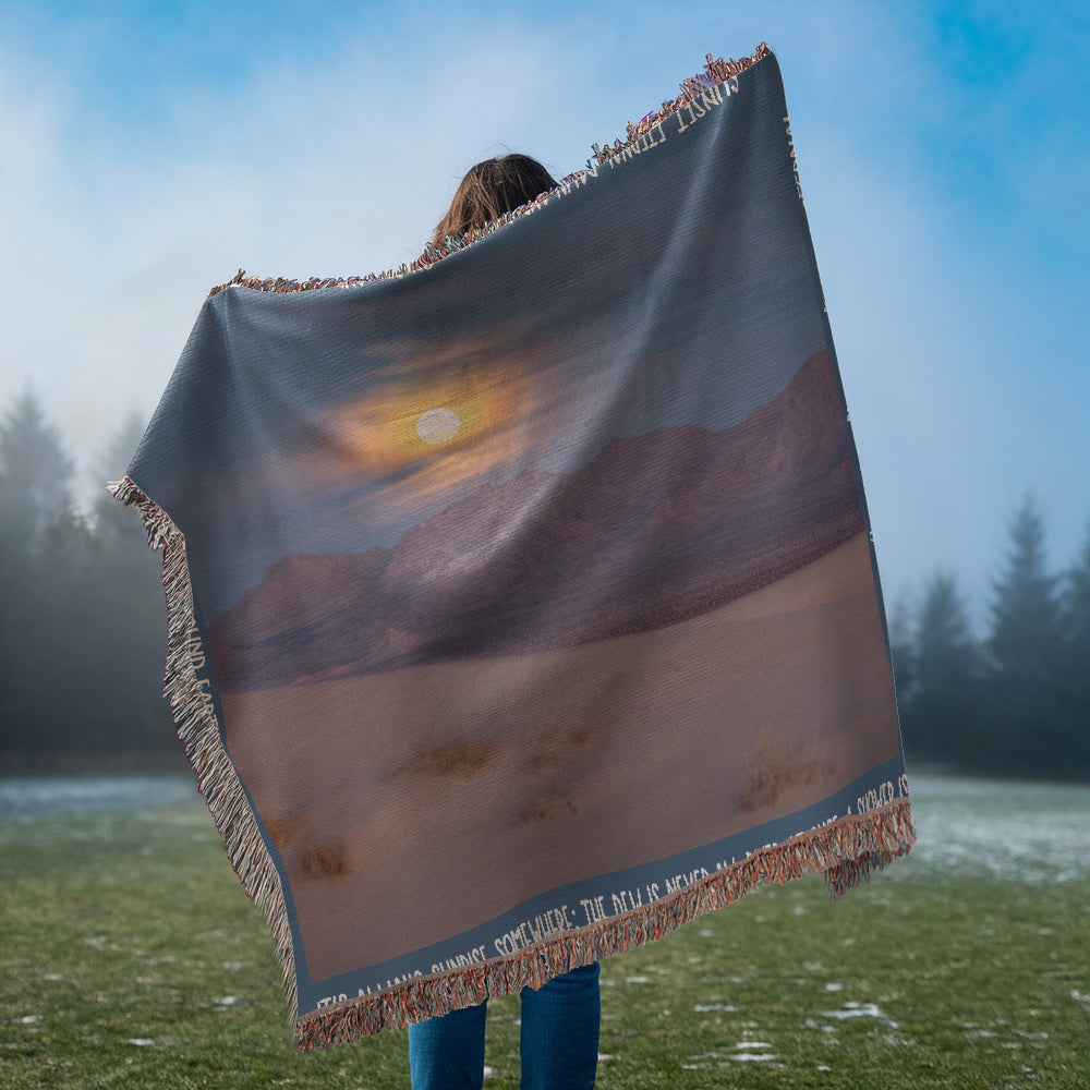 Cadiz Dunes Wilderness Sunrise Woven Blanket | Cozy Throw for Nature Lovers