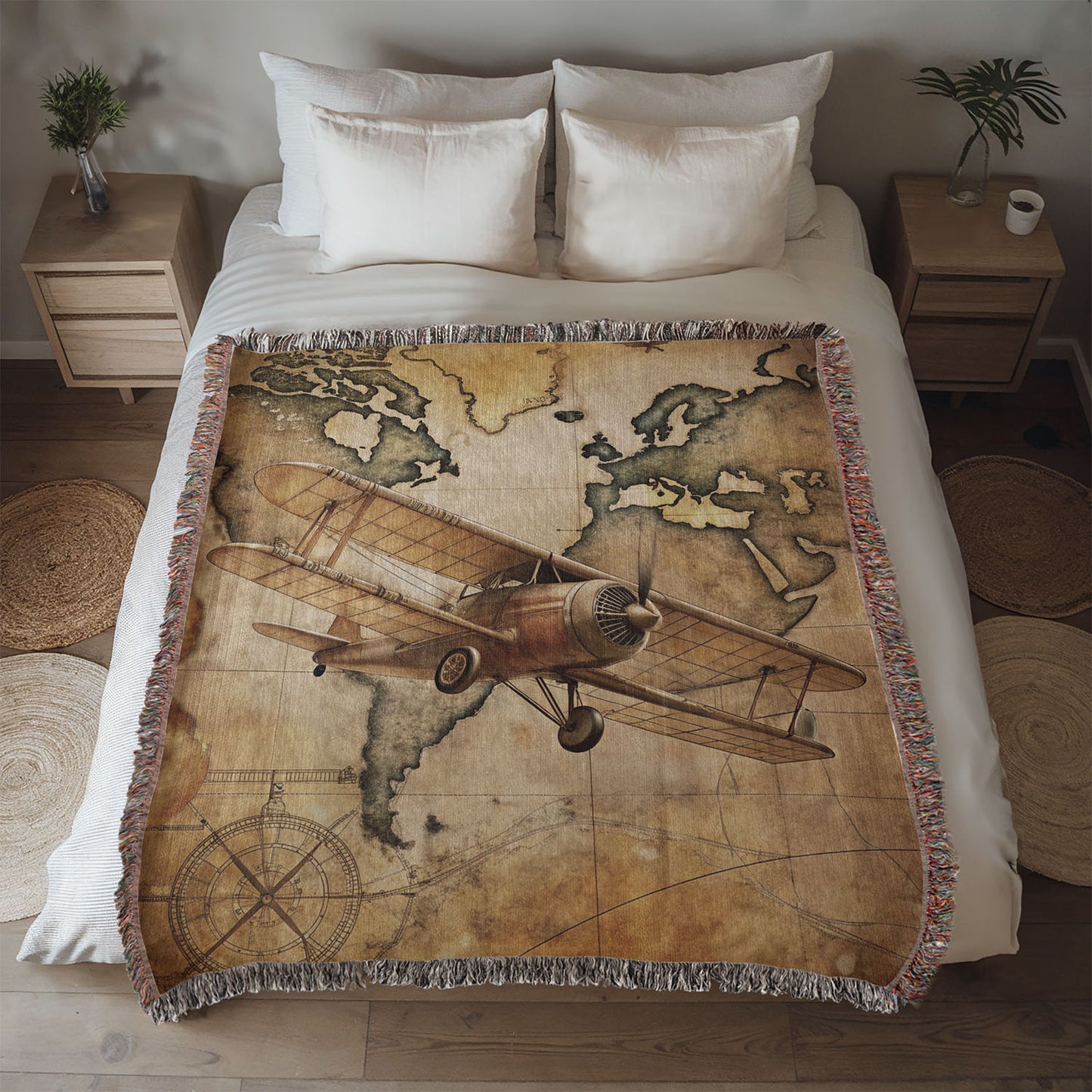 Vintage Hot Air Balloon Woven Blanket | Comfy throw for travel and adventure