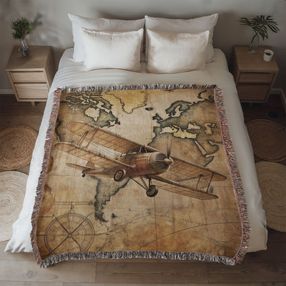 Vintage Hot Air Balloon Woven Blanket | Comfy throw for travel and adventure