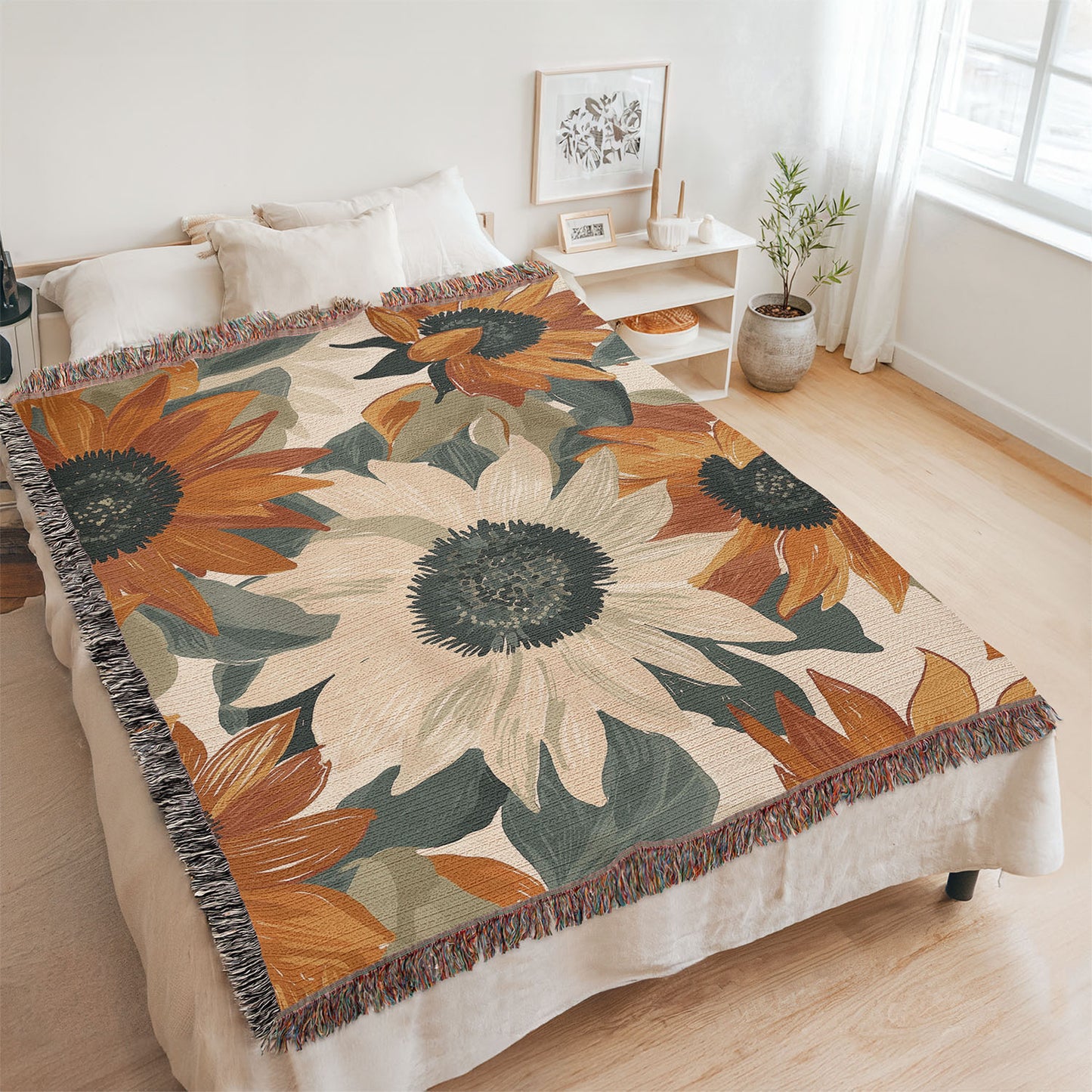 Matisse Inspired Sunflowers Woven Blanket | Cozy Throw for Gardeners and Flower Lovers
