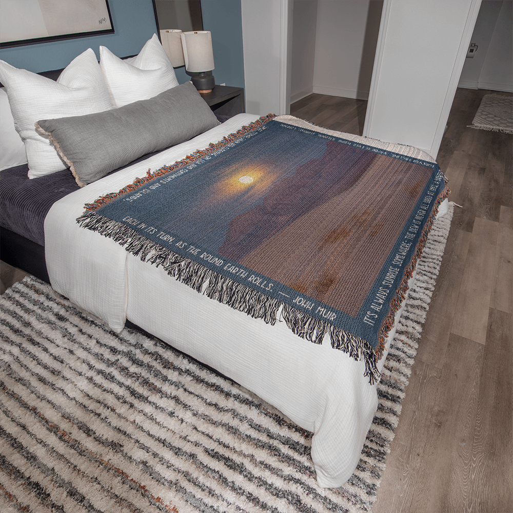 Cadiz Dunes Wilderness Sunrise Woven Blanket | Cozy Throw for Nature Lovers