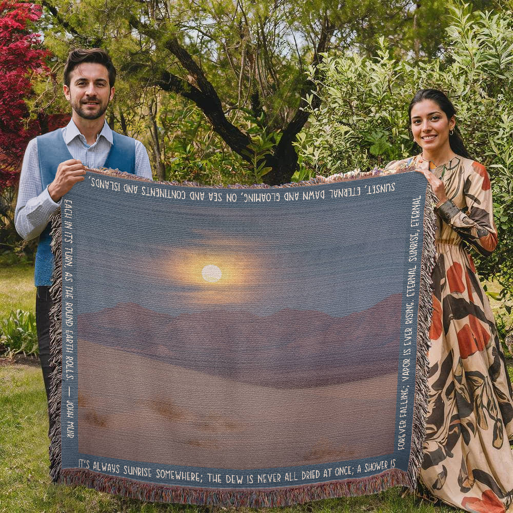 Cadiz Dunes Wilderness Sunrise Woven Blanket | Cozy Throw for Nature Lovers