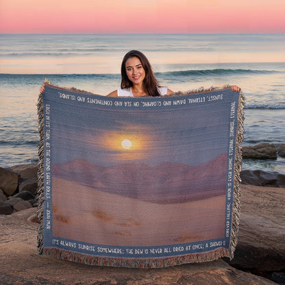 Cadiz Dunes Wilderness Sunrise Woven Blanket | Cozy Throw for Nature Lovers