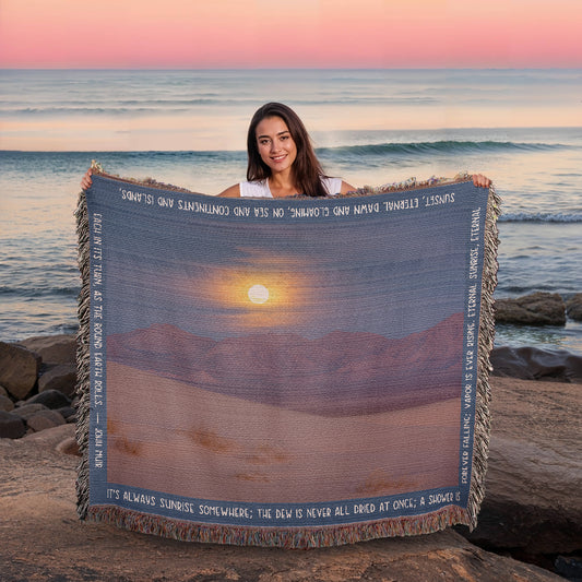 Cadiz Dunes Wilderness Sunrise Woven Blanket | Cozy Throw for Nature Lovers