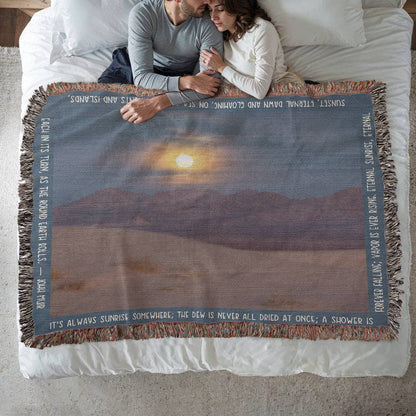 Cadiz Dunes Wilderness Sunrise Woven Blanket | Cozy Throw for Nature Lovers