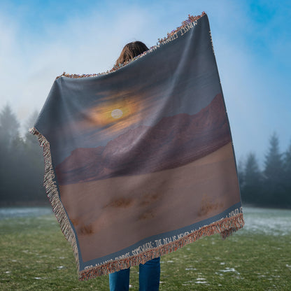 Cadiz Dunes Wilderness Sunrise Woven Blanket | Cozy Throw for Nature Lovers