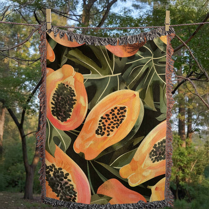 Papaya Woven Blanket | Cozy throw for foodies and tropical fruit lovers