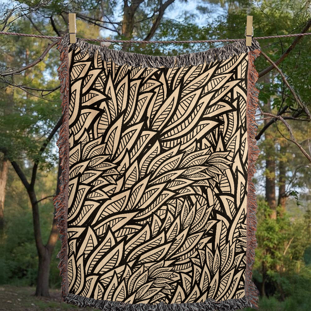 Art Deco Leaves Woven Blanket | Cozy throw for design lovers