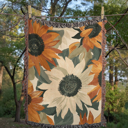 Matisse Inspired Sunflowers Woven Blanket | Cozy Throw for Gardeners and Flower Lovers