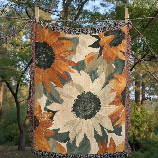 Matisse Inspired Sunflowers Woven Blanket | Cozy Throw for Gardeners and Flower Lovers