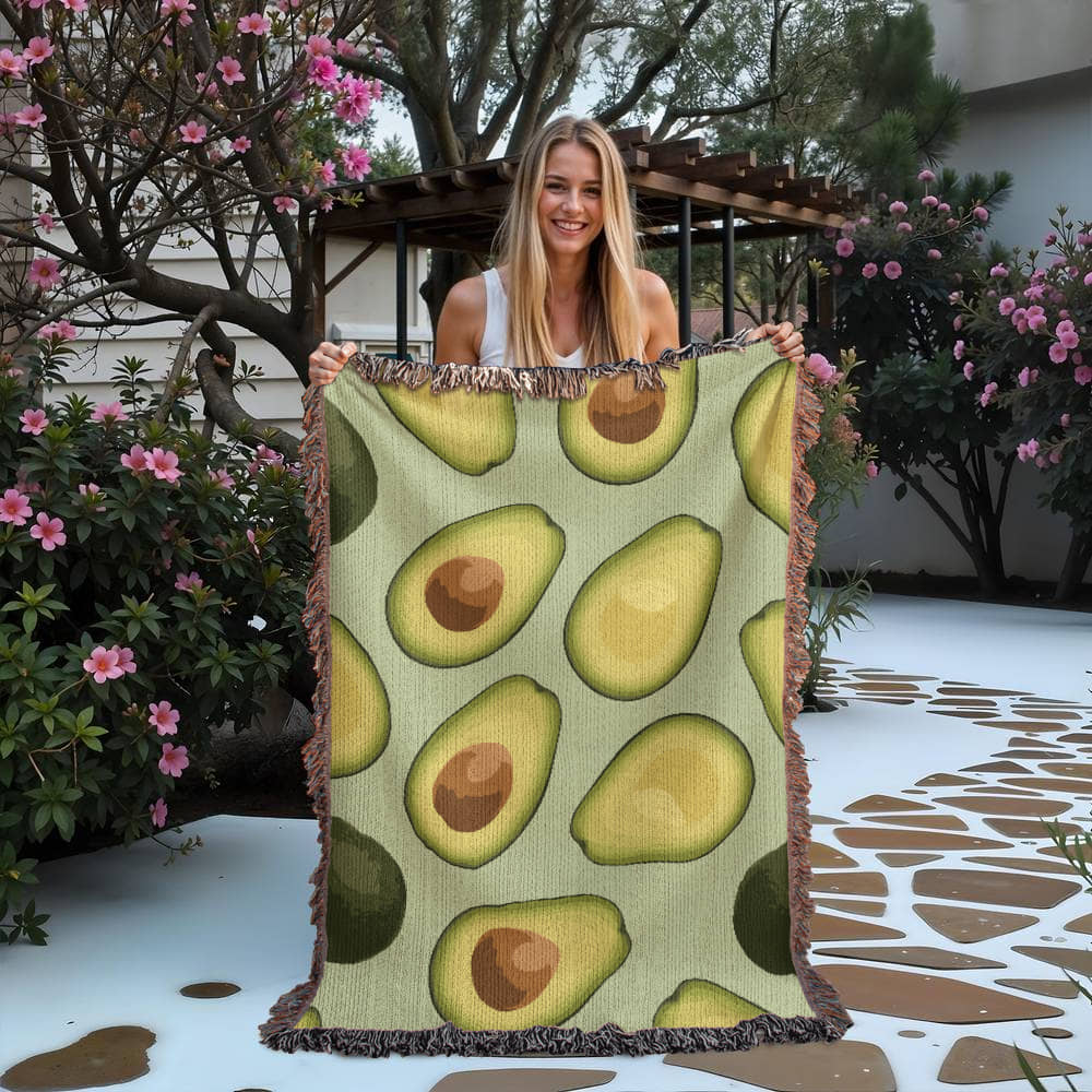 Avocados Woven Blanket | Cozy throw for foodies