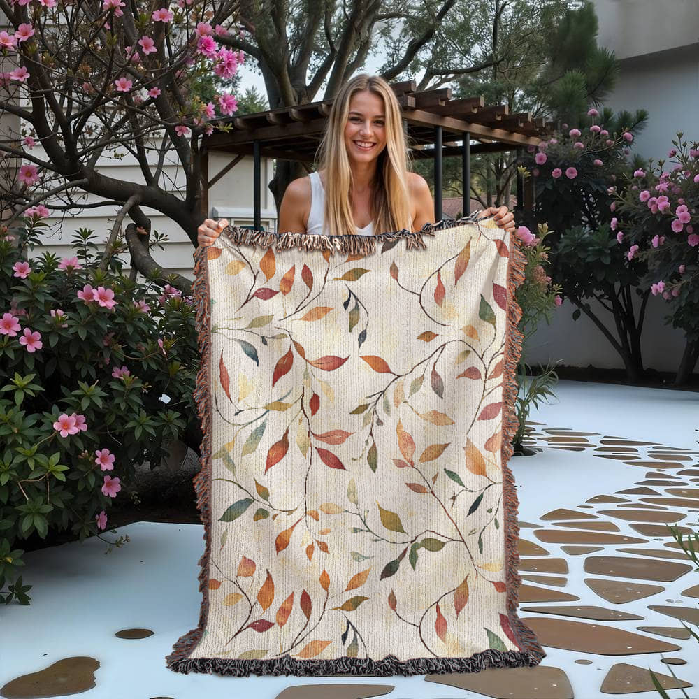 Topeka Autumn Floral Woven Blanket | Cozy throw for cool evenings