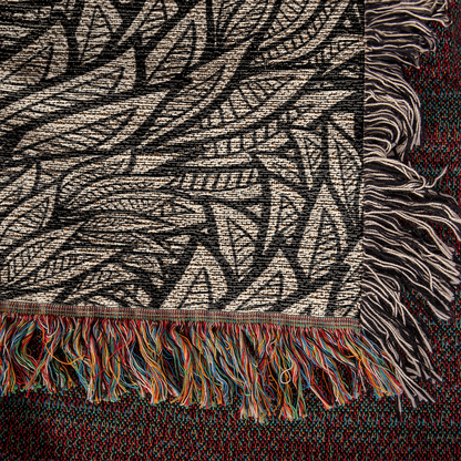 Art Deco Leaves Woven Blanket | Cozy throw for design lovers