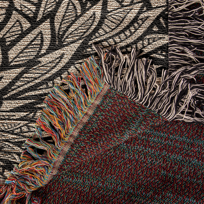Art Deco Leaves Woven Blanket | Cozy throw for design lovers