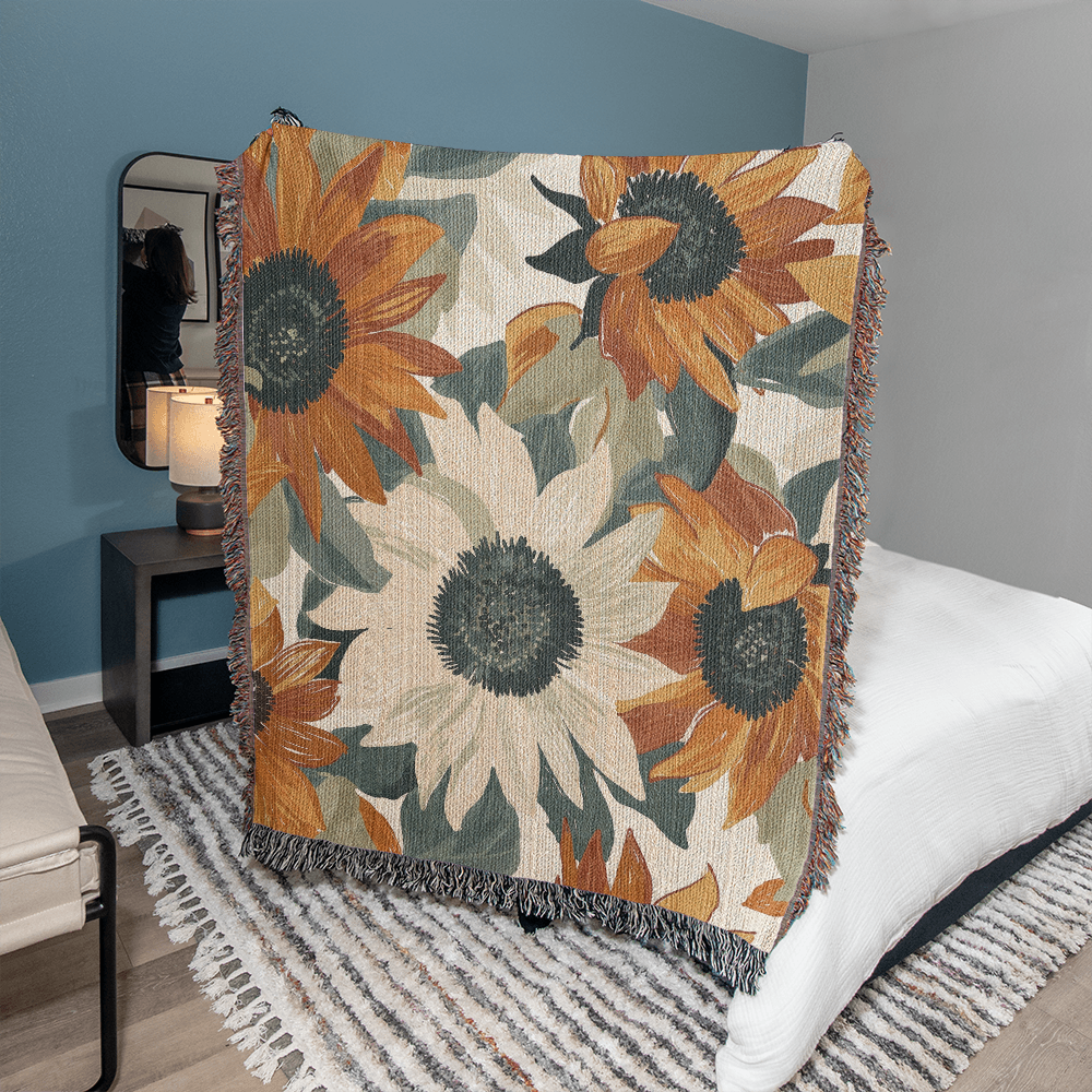 Matisse Inspired Sunflowers Woven Blanket | Cozy Throw for Gardeners and Flower Lovers