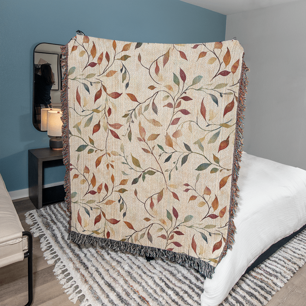 Topeka Autumn Floral Woven Blanket | Cozy throw for cool evenings