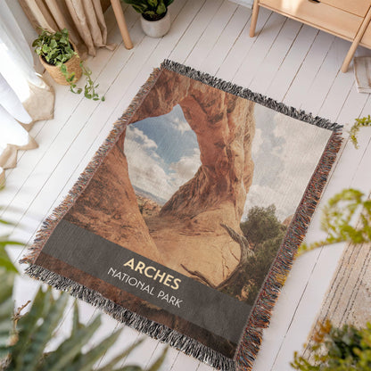 Arches National Park Woven Blanket | Scenic Throw for Adventure and Nature Lovers
