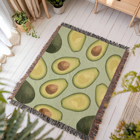 Avocados Woven Blanket | Cozy throw for foodies