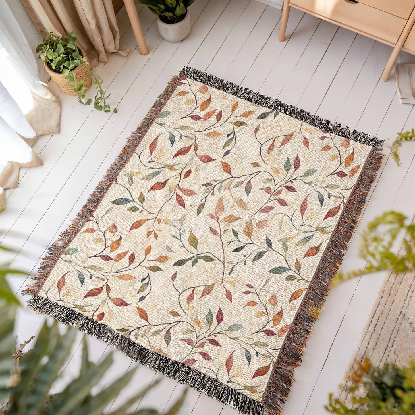 Topeka Autumn Floral Woven Blanket | Cozy throw for cool evenings