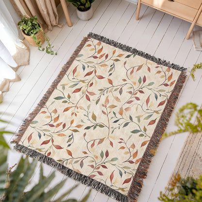 Topeka Autumn Floral Woven Blanket | Cozy throw for cool evenings