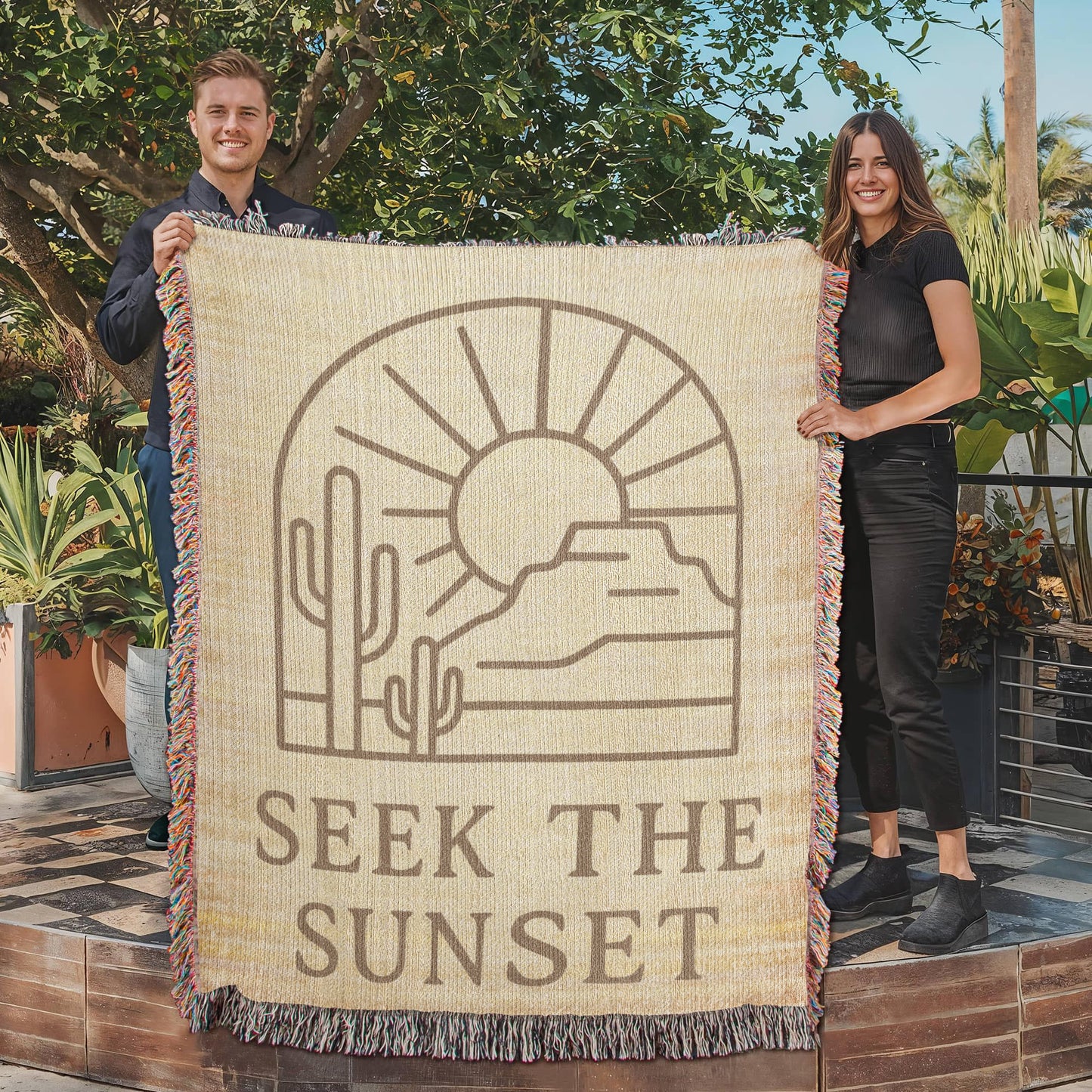 Seek the Sunset Woven Blanket | Southwest style throw for cool evenings