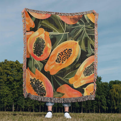 Papaya Woven Blanket | Cozy throw for foodies and tropical fruit lovers