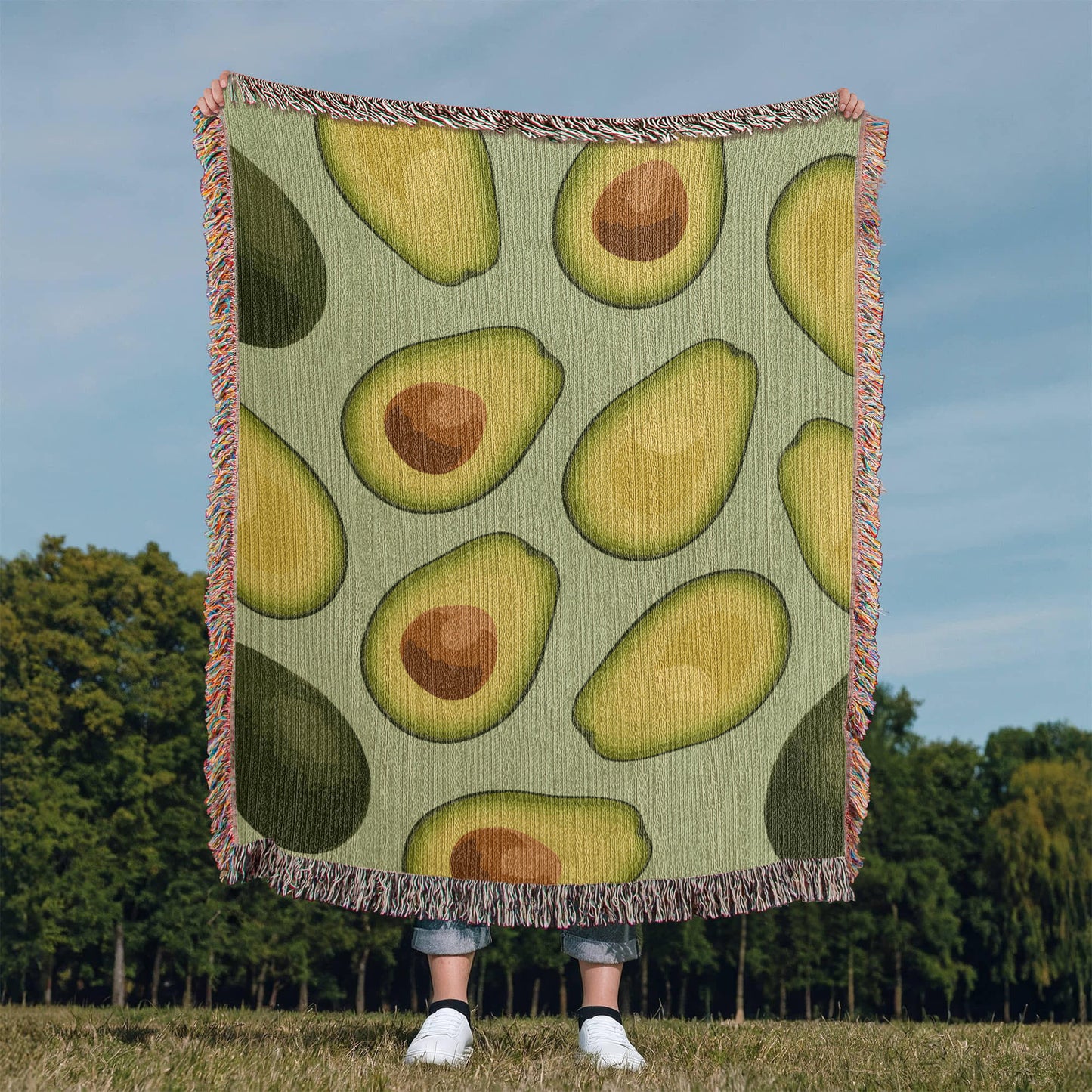 Avocados Woven Blanket | Cozy throw for foodies