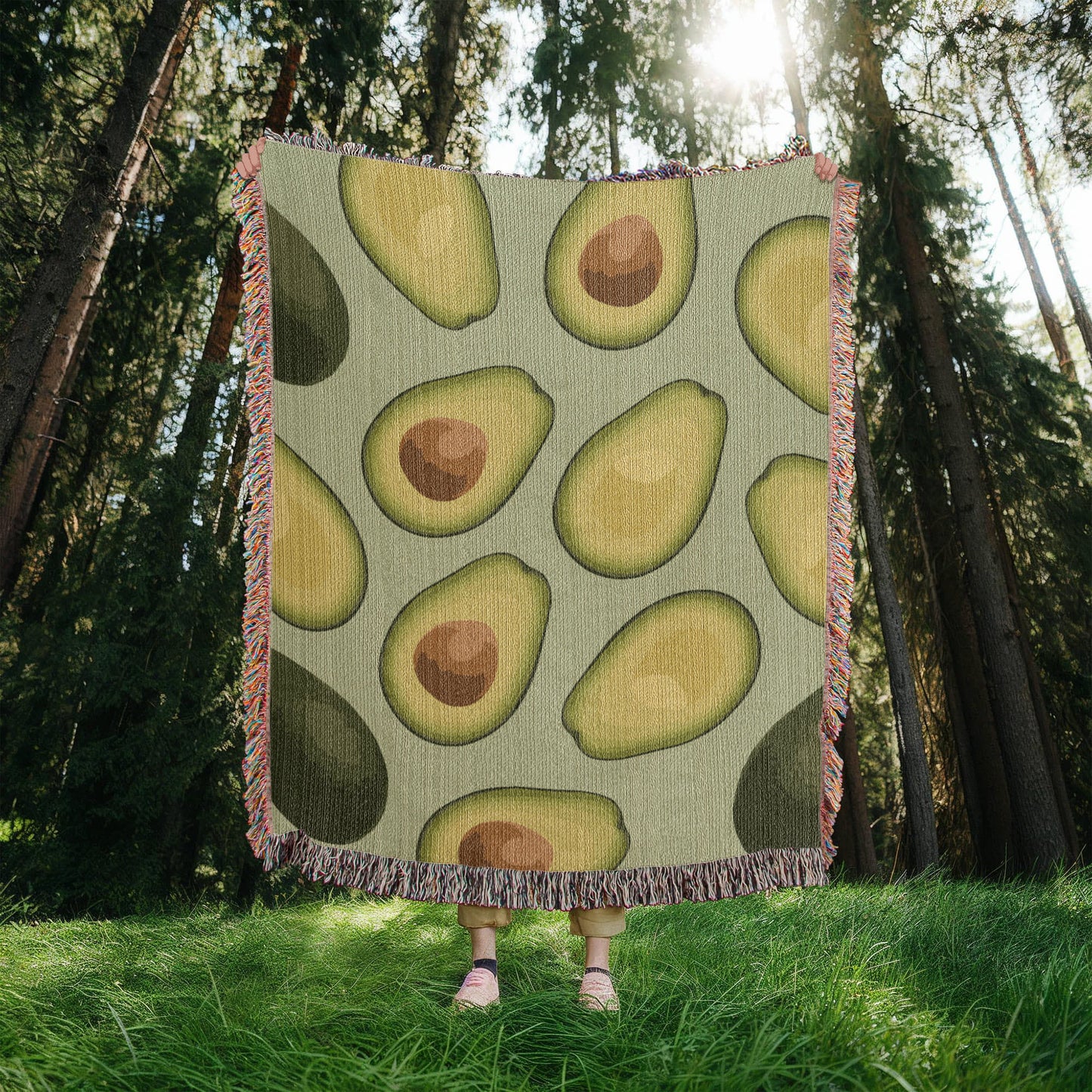 Avocados Woven Blanket | Cozy throw for foodies