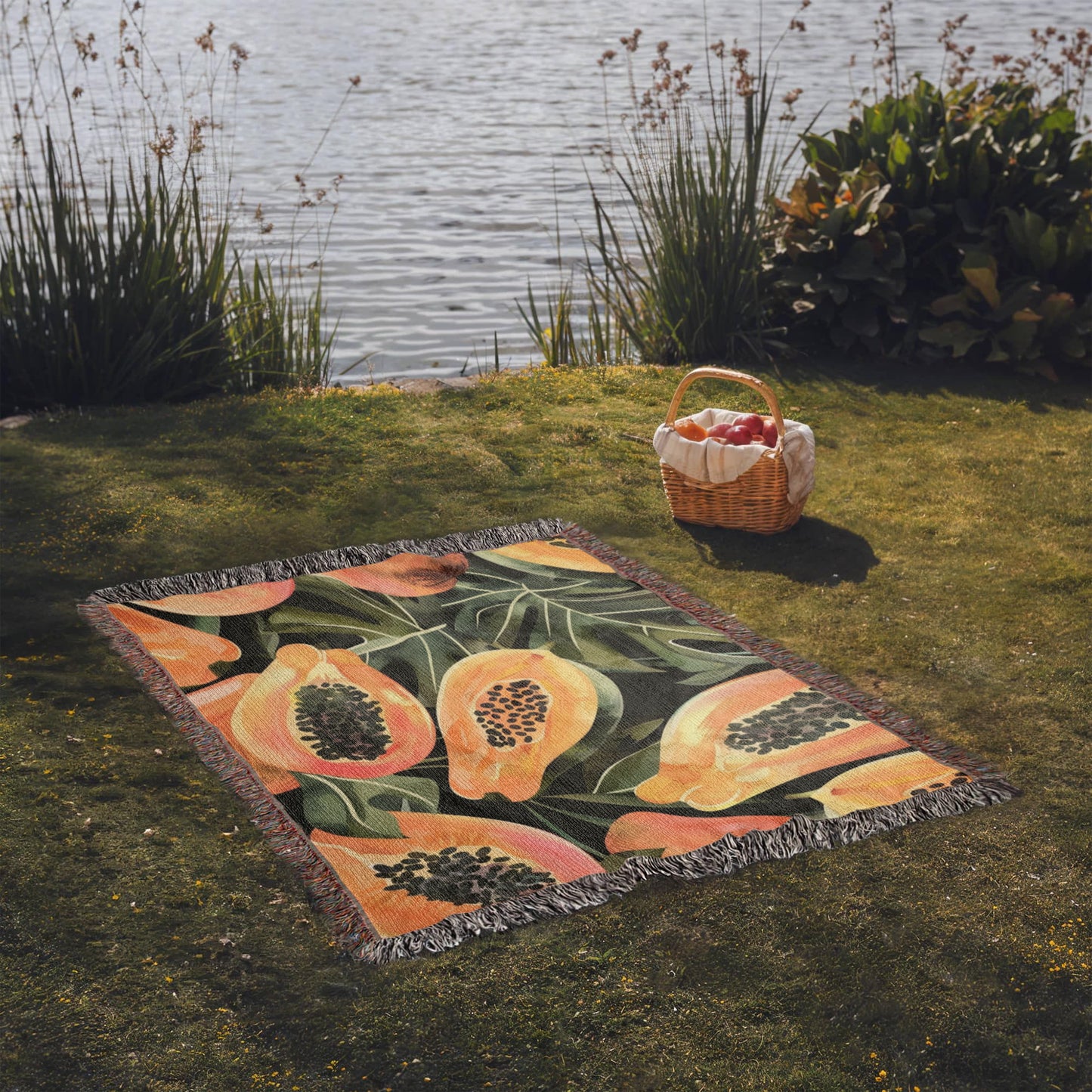 Papaya Woven Blanket | Cozy throw for foodies and tropical fruit lovers