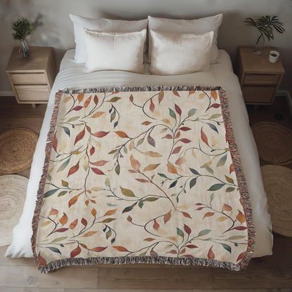 Topeka Autumn Floral Woven Blanket | Cozy throw for cool evenings
