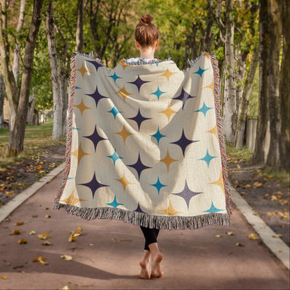 Mid-Century Starburst Woven Blanket | Vintage cozy throw for cool nights