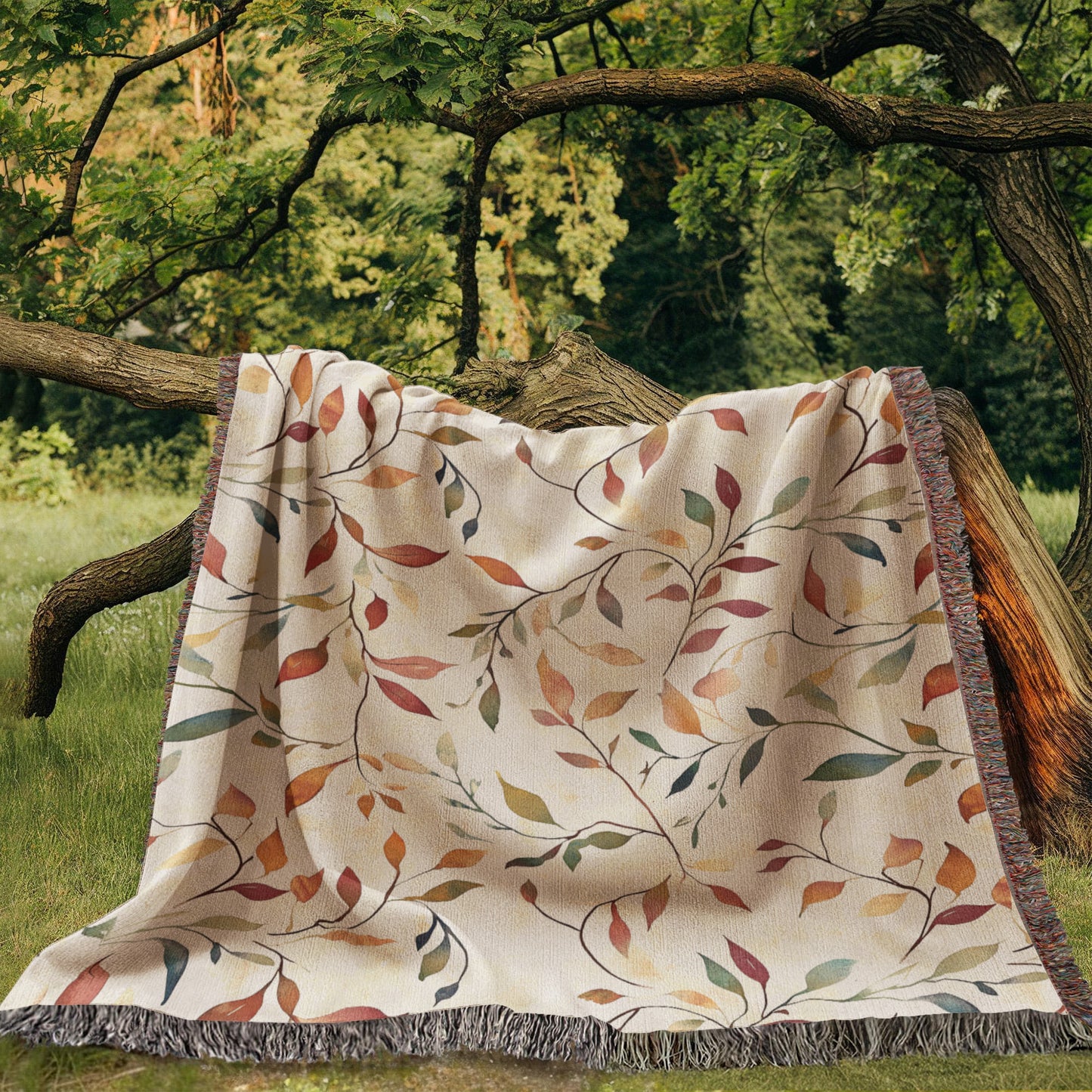 Topeka Autumn Floral Woven Blanket | Cozy throw for cool evenings