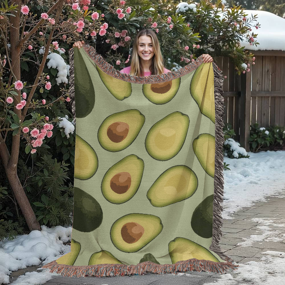 Avocados Woven Blanket | Cozy throw for foodies