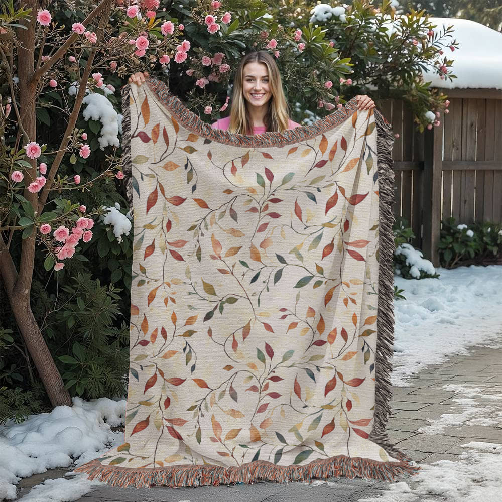 Topeka Autumn Floral Woven Blanket | Cozy throw for cool evenings