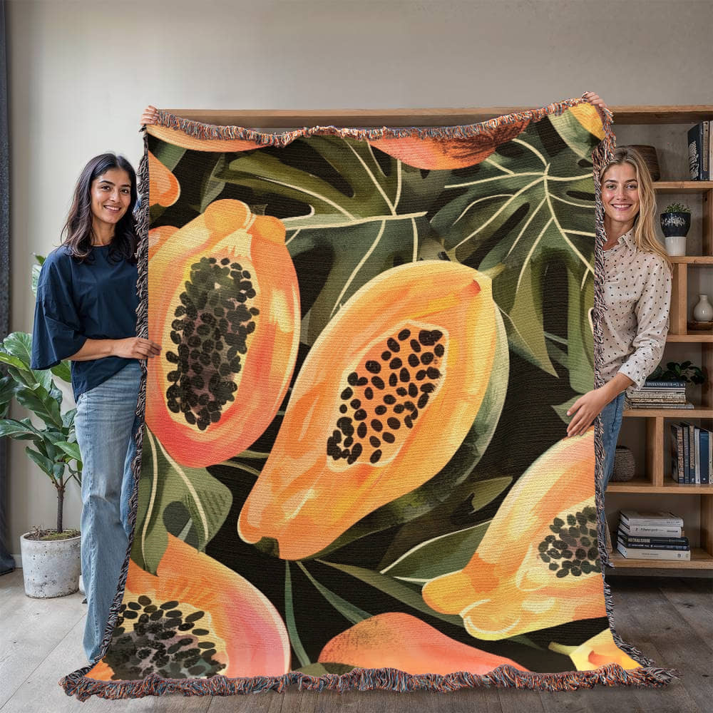Papaya Woven Blanket | Cozy throw for foodies and tropical fruit lovers