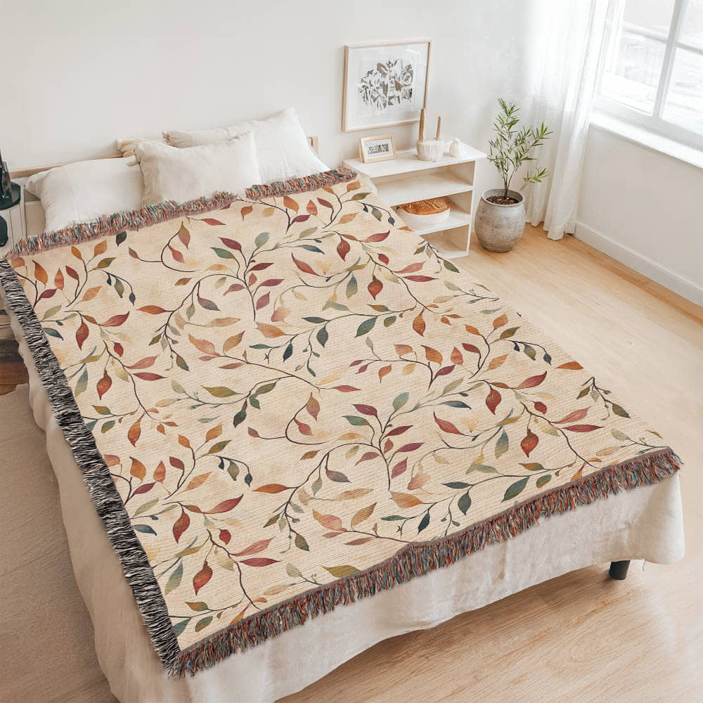 Topeka Autumn Floral Woven Blanket | Cozy throw for cool evenings