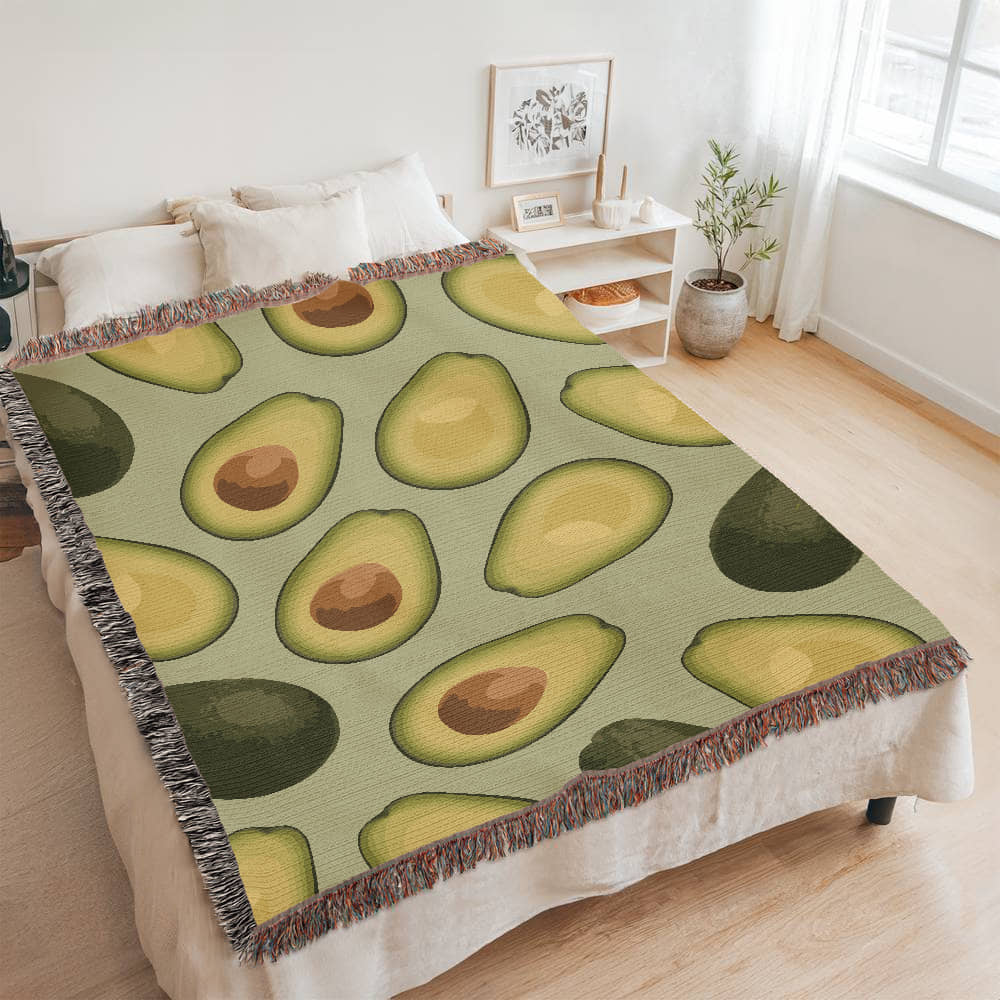 Avocados Woven Blanket | Cozy throw for foodies